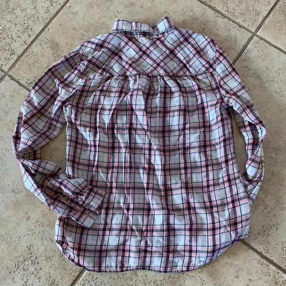 LOFT Plaid Half Button Up Top XS - Picture 5 of 5